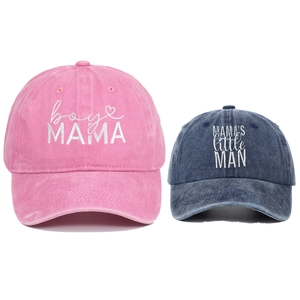 Washed Cotton Embroidered Letter MAMA Little Man Matching Baseball Caps For Parent Child Casual Mother Daughter Sun Hat