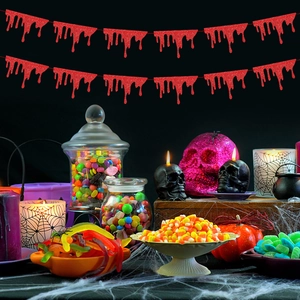 Red glitter bloody garland hanging for Halloween party decorations and haunted house props