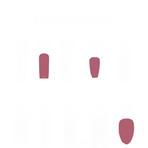 Size chart displaying various nail shapes like ballerina, almond, and square with measurements