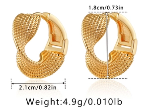 Detailed view of 18K gold plated brass hoop earrings with size and weight dimensions