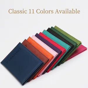 Faux leather passport holder covers in eleven colors with PASSPORT embossed text