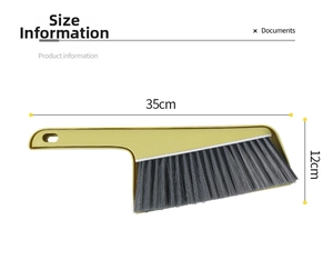 Detail view of the 35cm soft bristle brush with dimensions and hanging hole handle