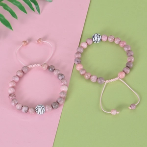 Bracciali in pietra zebra rosa con perle calcio e pallavolo su cordini regolabili