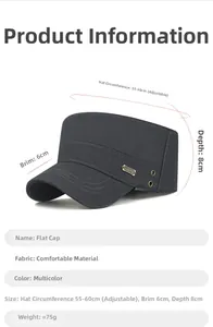 Détail de casquette plate gris foncé avec plaque métal Sports et œillets d'aération