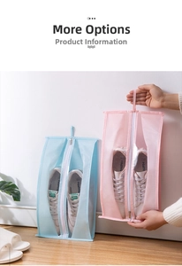 Portable travel shoe storage bag with zipper, breathable mesh, and clear PVC window