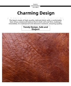 Détail du similicuir grainé marron montrant la texture imperméable et résistante à l'usure