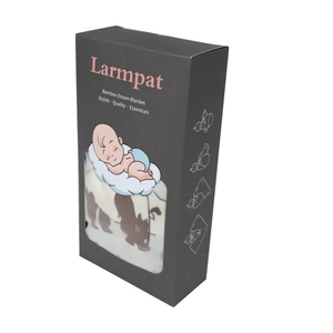 Larmpat Bamboo Dream Blanket retail packaging box showing product features and stylish design