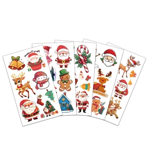 Set of 5 waterproof Christmas temporary tattoos featuring Santa, reindeer and snowman