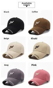 Collage de casquettes de baseball en six couleurs dont noir, café, beige, kaki, gris et rose