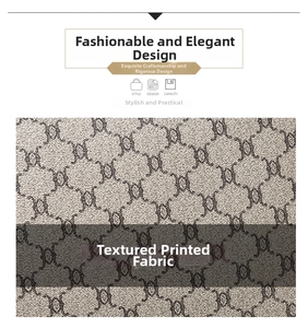 Close-up of vintage patterned fabric texture on a large capacity tote bag