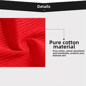 Detailed macro view of red ribbed cotton fabric with breathable and sweat-absorbing texture