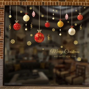 Stickers de Noël détaillés avec lettrage Merry Christmas et ornements festifs suspendus