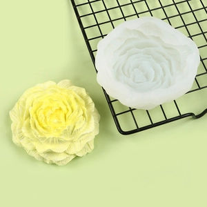 Detailed silicone mold showing a realistic 3D rose shape for candle and soap making