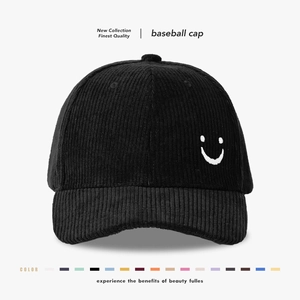 Baseball Cap Embroidery Smiley Corduroy Casual Outdoor Sunshade Fashion Hat For Men Women
