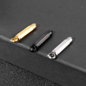 Mens fashion bullet pendant necklaces in gold, black, and silver stainless steel
