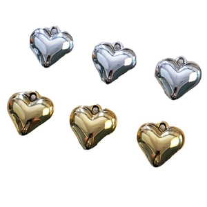 Laser plated heart pendants in gold and silver finishes for DIY keychains