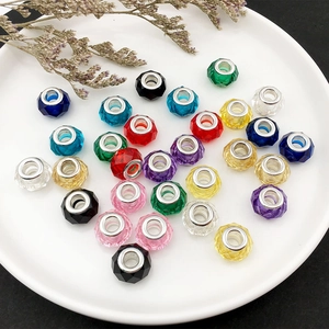 Colorful 13mm faceted resin beads with silver metal core for DIY bracelet making