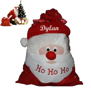 Christmas Velvet Gift Bags Drawstring Candy Sacks Santa Claus Snowflake Embroidery Holiday Party Decor