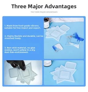 Detail of star and square silicone resin mold showing high flexibility and transparency