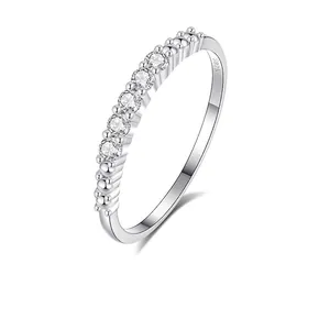 S925 Sterling Silver Minimalist Stackable Ring For Women Single Row Zirconia Finger Ring Fashion Commuter Jewelry Accessory