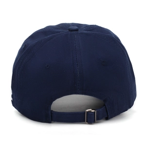 Classic navy blue washed baseball cap with 3D embroidery and adjustable metal buckle