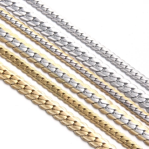 Flat embossed 18k gold and silver plated stainless steel NK curb chain necklaces
