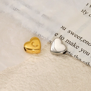 Polished 18K stainless steel heart-shaped initial C pendants in gold and silver colors