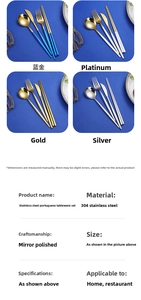 Detailed specs of 304 stainless steel cutlery set with mirror polished finish