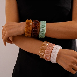 Vintage acrylic geometric triangular bangles in various tortoiseshell resin colors