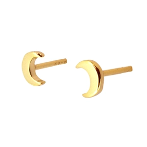 Minimalist golden crescent moon stud earrings for women with a sleek polished finish
