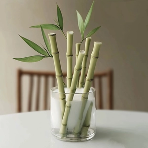 Moule en silicone pour bougies en forme de bambou avec texture réaliste et vase en verre