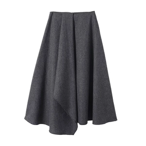 Jupe Mi-longue Femme Taille Haute En Ligne A Sensation Laine Épaissie Hiver Couleur Unie Style Rue Élégant