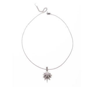 Elegant silver stainless steel necklace with sparkling octagram star pendant for women