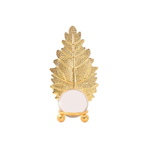 Nordic luxury gold metal leaf with crystal ball decorative ornament for home decor