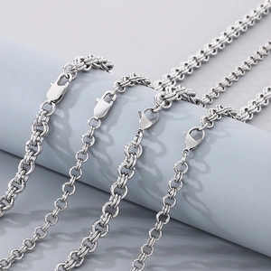 Stainless Steel Necklace Bracelet Double Loop O Chain Simple Fashion Punk Link For Men Women Versatile Accessory