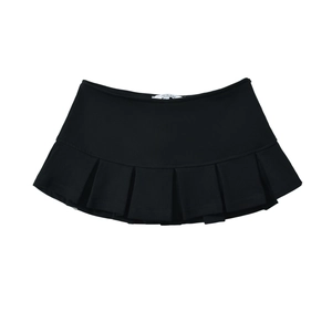 Mini-jupe plissée noire classique pour femmes avec texture de tissu en maille de qualité