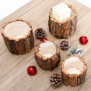 Natural tree bark decorative barrels in 4 sizes for Christmas floral and candle arrangements
