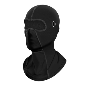 Fleece lined windproof cycling balaclava in black with breathable mesh for winter sports