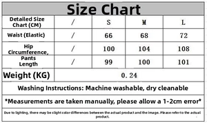 Detailed size guide table with measurements for luxury sequin top and trousers set