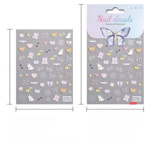 Japanese style 3D embossed nail art stickers with cute cartoon and bow designs
