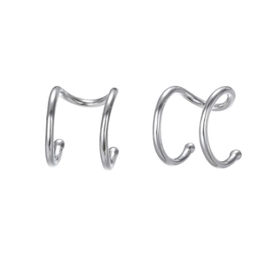 Ear cuff a doppio strato in acciaio inossidabile argento per orecchie senza buco