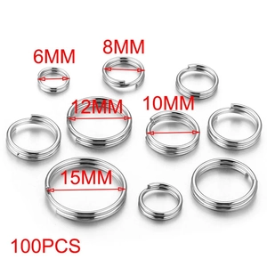 Five sizes of silver stainless steel split rings from 6mm to 15mm for DIY jewelry making