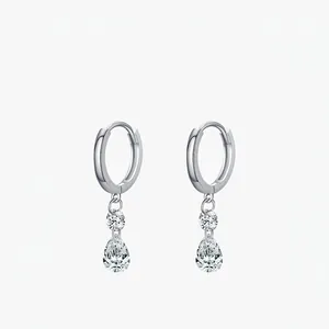 Boucles D'oreilles Créoles En Argent Fin 925 Avec Zircone Cubique Taille Poire Bijoux Élégants Et Scintillants Pour Femmes
