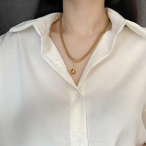 Collana Con Ciondolo A Sfera In Acciaio Al Titanio Minimalista Con Catena A Maglia Intrecciata Donne Uomini Gioielli