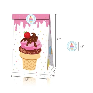 Sacchetti regalo in carta a tema gelato, altezza 7,8 pollici con adesivi di chiusura