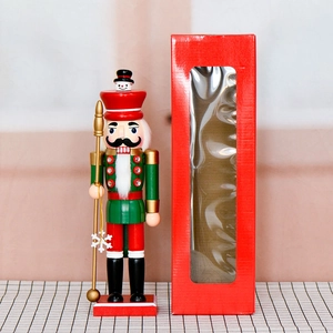 35cm snowflake scepter nutcracker soldier wooden doll ornament with red gift box
