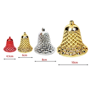 Größenvergleich von hohlen Weihnachtsglocken-Set in Gold, Silber und Rot in 4 Varianten