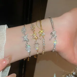 18k gold plated butterfly bracelet with zircon inlay for elegant women jewelry style