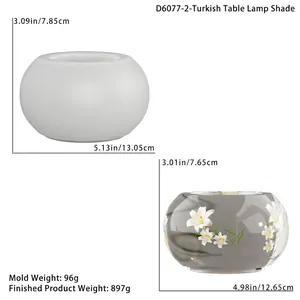 Turkish lamp shade silicone mold showing weight 96g and finished lily pattern resin dome