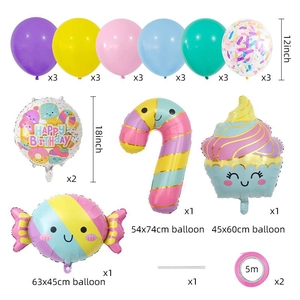 Colorful ice cream and candy foil balloon set with latex balloons for birthday party decor